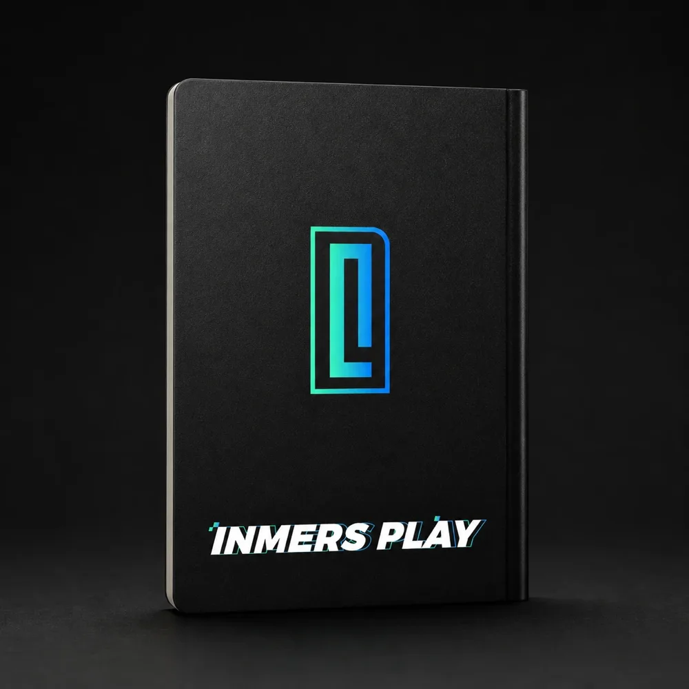 INMERS notebook back — INMERS PLAY logo on black hardcover