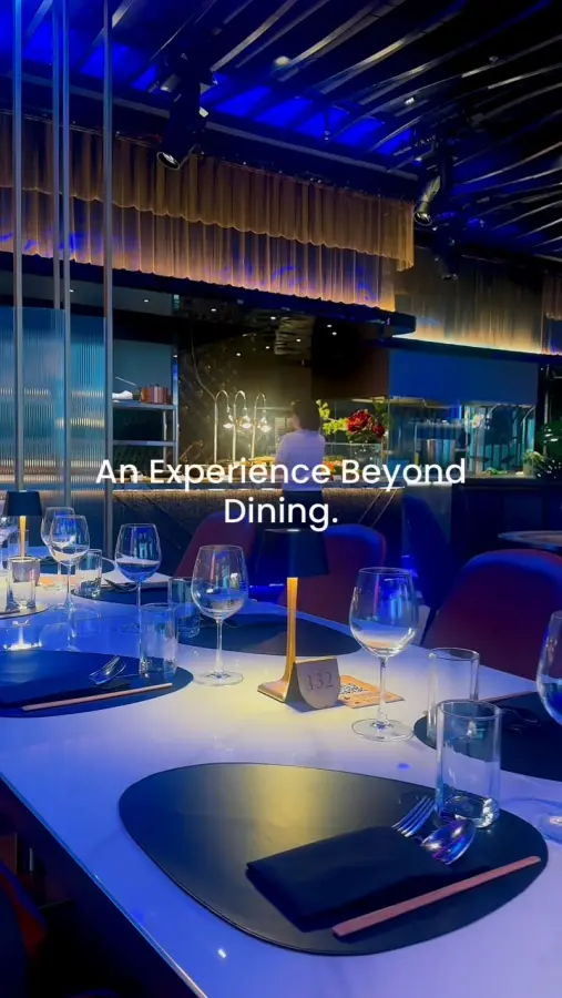 Elegant table setting with wine glasses inside NYX at One Ayala Level 4