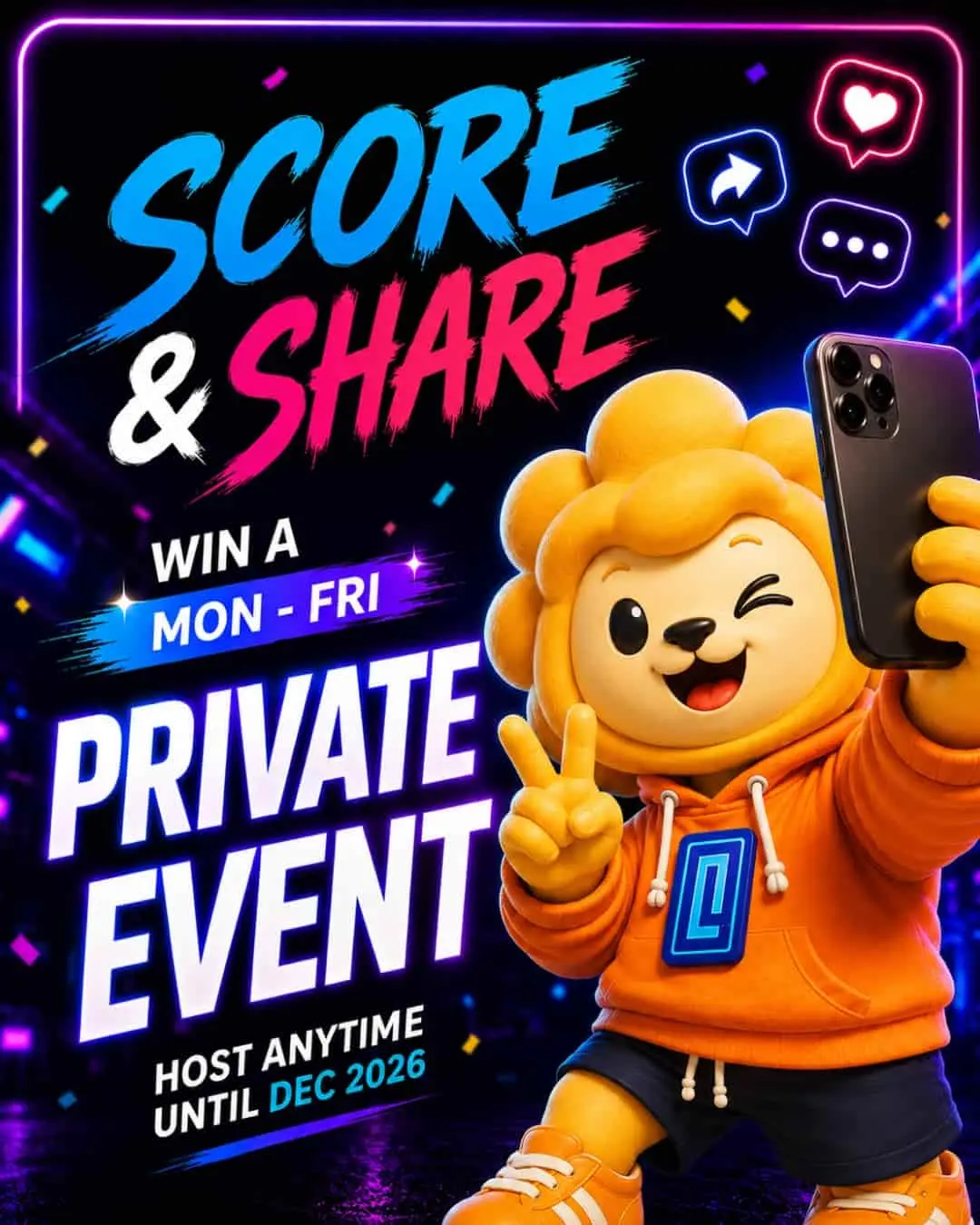 Score and Share social media contest at INMERS Makati with a chance to win a free private event booking